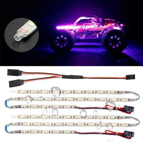 Miniatura 9 de Tiras de luz LED impermeables para autos RC, camiones, aviones, barcos, drones, ala fija, modelo de ala AR, luz de resplandor inferior (amarillo)