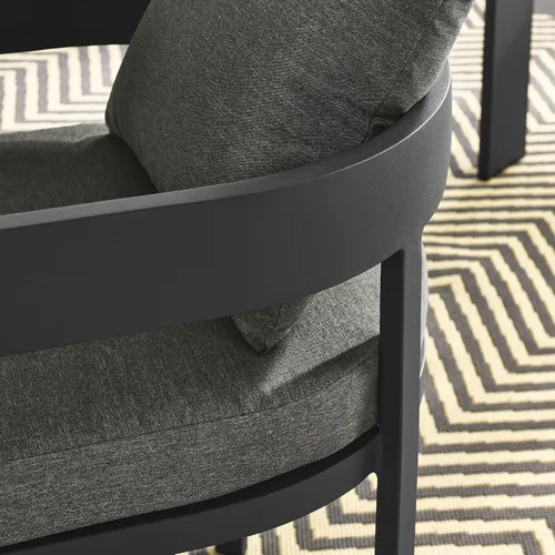 Miniatura 5 de Modway Tahoe Silla de comedor de tela de aluminio con recubrimiento en polvo para patio al aire libre en gris carbón - Silla de comedor de metal