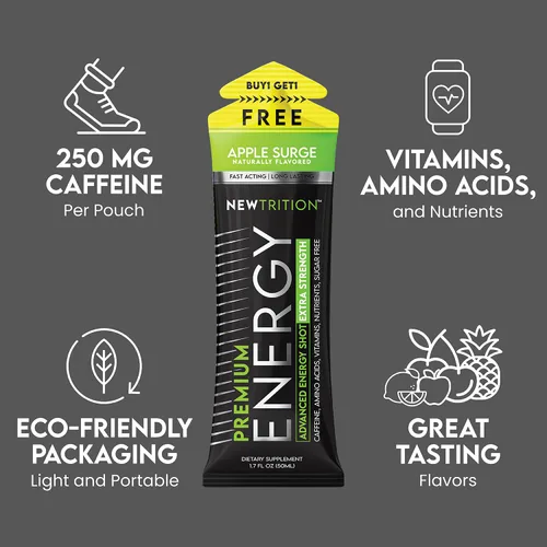 Miniatura 3 de NewTrition® Extra Strength Energy Shots 1.7 fl oz (paquete de 24, 4 sabores) – 250 mg de cafeína con vitaminas B y aminoácidos, sin azúcar, sin