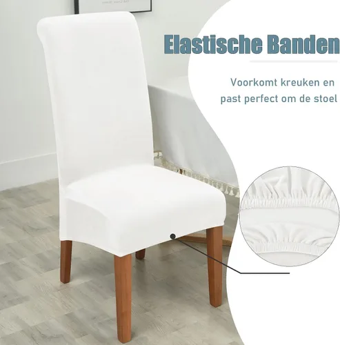 Miniatura 5 de Funda de terciopelo para silla de comedor, funda elástica para sillas grandes, fundas para sillas de respaldo alto (Bianco, paquete de 1)