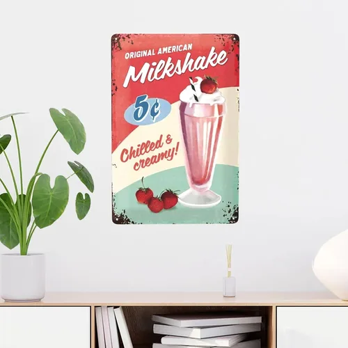 Miniatura 3 de Cartel de hojalata Retro, Estados Unidos – Batido – Idea de regalo para fanáticos de Estados Unidos y comedor, placa de metal, vintage para Gd4