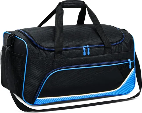 Uarition Bolsa de gimnasio para hombre, 21 pulgadas, grande, para viajes y deportes, AzulNegro, Bolsa de gimnasio para hombre
