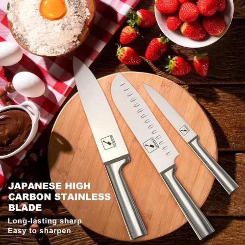 Miniatura 3 de imarku Juego de cuchillos – Juego de cuchillos de cocina japoneses de acero inoxidable de alto carbono para cocina y bloque magnético para cuchillos