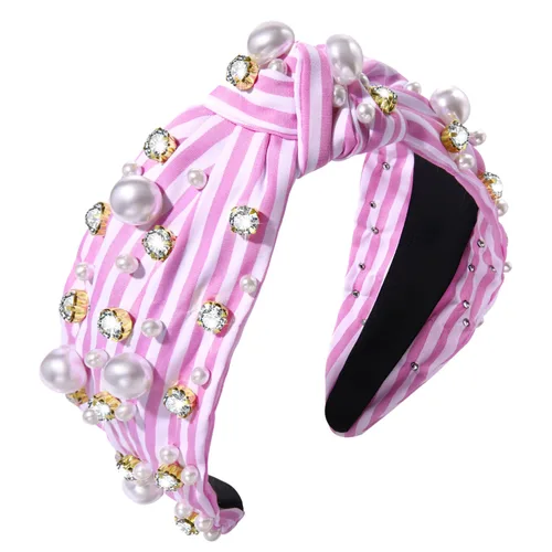 Miniatura 9 de mokkia Diademas anudadas de perlas de cristal para mujer, diadema con diamantes de imitación, diademas adornadas con cuentas de cristal brillante