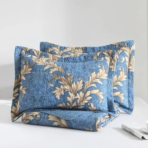 Miniatura 9 de Juego de edredón 100% algodón tamaño Queen de 3 piezas, edredón floral de damasco con 2 fundas, colcha acolchada floral vintage, ropa de cama ligera