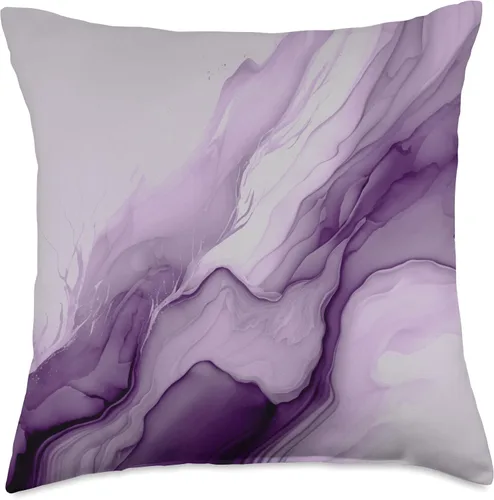 Miniatura 5 de Pretty Trendy Modern Color Designs Almohada de flujo de tinta abstracta color morado lavanda, 16 x 16 pulgadas, multicolor