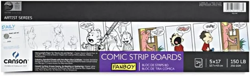 Canson Artist Series - Papel de cómic y manga, tablero de arte, bloc plegable, 5 x 17 pulgadas, 14 hojas (150 libras/8.82 oz), papel de artista para