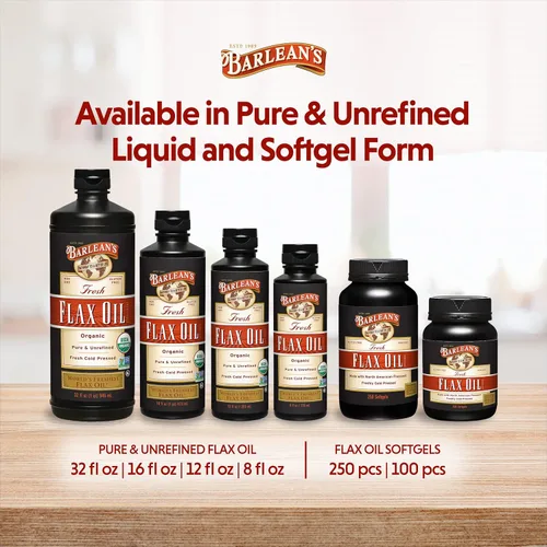 Miniatura 7 de Barlean's Suplementos de Aceite de Linaza Omega 3 6 9, Cápsulas Blandas de Linaza Prensadas en Frío con 1650 mg de Ácidos Grasos ALA, 100