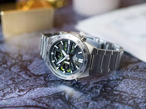 Miniatura 4 de Casio Reloj de cuarzo analógico-digital para hombre con correa de acero inoxidable EFV-C110D-1A3VEF, plata, pulsera, plateado, Pulsera