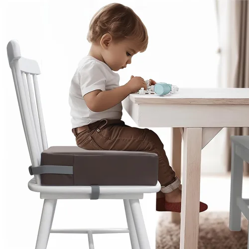 Miniatura 9 de Eiury Asiento Elevador para Niños Pequeños para Mesa de Comedor/Silla de Cocina, Cojín de PU Impermeable Antiarañazos, Base Antideslizante, Correas