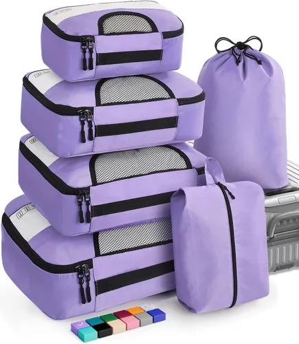 Veken - Juego de 6 cubos de embalaje para maletas, bolsas organizadoras de viaje para equipaje de mano, juego de bolsas organizadoras de maleta para