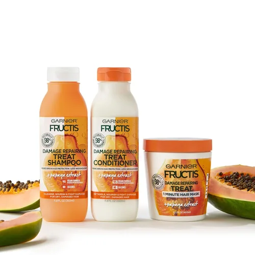 Miniatura 6 de Garnier Fructis - Acondicionador reparador reparador de daños, 98% de ingredientes derivados naturalmente, papaya, nutre el cabello seco dañado