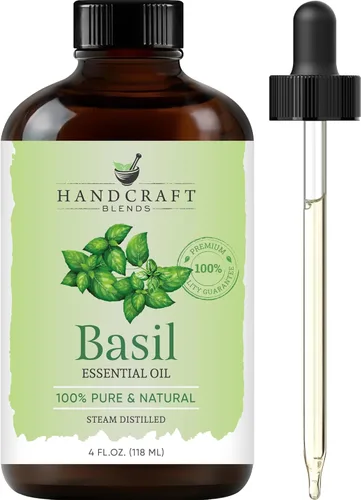 Handcraft Blends Aceite esencial de albahaca – Enorme 4 onzas líquidas – 100% puro y natural – Aceite esencial de alta calidad para difusor y