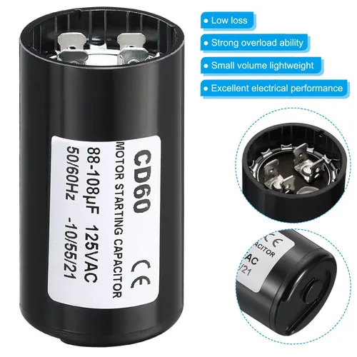 Miniatura 4 de PATIKIL Condensador de arranque del motor, 2 unidades 88-108uF/Mfd 125V 50/60Hz CD60 Condensador de funcionamiento para arranque de motor eléctrico