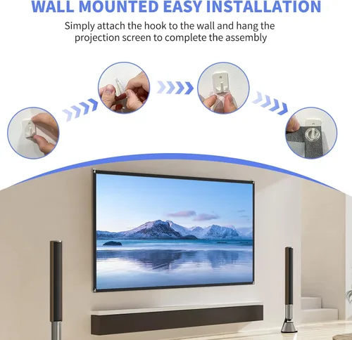 Miniatura 4 de WASJOYE Pantalla Proiector de 80 pulgadas con soporte, pantalla de proiector portátil HD 16:9 4K, pantalla de proyector interior de 1.2 ganancia