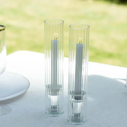 Miniatura 18 de Efavormart Paquete de 2 Portavelas Candelabro Transparente de 18", Pantalla de Vidrio para Vela, Pantalla de Vela Huracán de Extremo Abierto