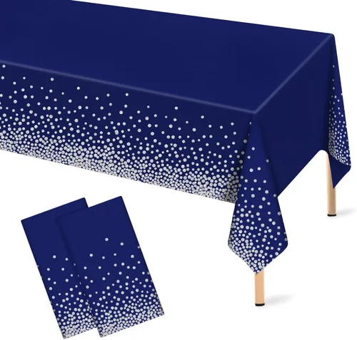 Miniatura 19 de Mulbozy 2 piezas de mantel de plástico negro para mesa rectangular, 54 × 108 pulgadas, fundas desechables de mesa para fiestas negras