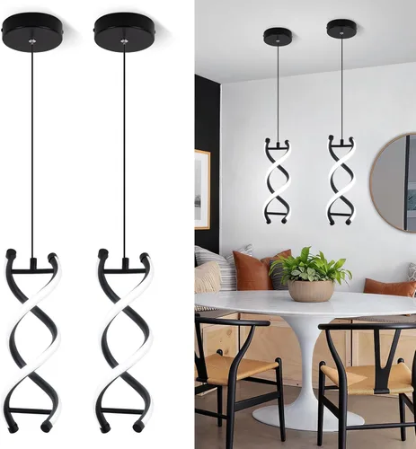 Miniatura 13 de CANEOE Luminaria Colgante LED en Espiral, Lámpara Colgante LED Integrada Moderna Regulable de 15W, Altura Ajustable para Isla de Cocina, Luminaria
