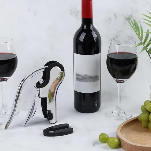 Miniatura 2 de KAYCROWN Abrebotellas de vino de acero inoxidable, sacacorchos de palanca vertical con diseño de cortador de lámina incorporado, sacacorchos de mano