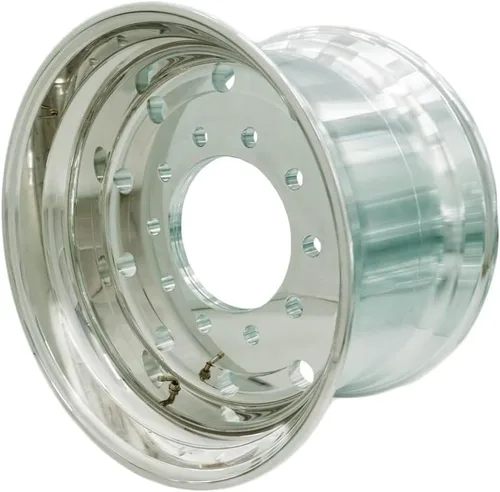 UNIRACING 22.5" x 14" Ruedas para Camiones Super Single Forjadas, Llantas de Aluminio, Cara Plana, Pulida Exterior, Buje Pilotado Plata metálica; 1