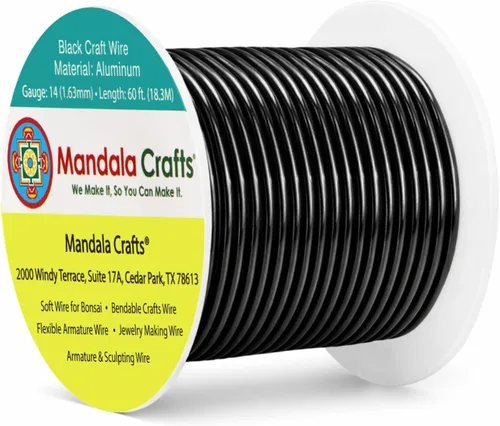 Miniatura 218 de Mandala Crafts - Alambre de aluminio anodizado de 8 calibre para hacer joyas - 9.75 m de alambre flexible negro colorido - Flexible para bonsái