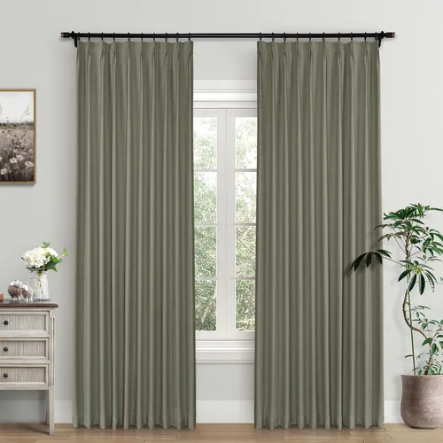 Miniatura 11 de Macochico Cortinas opacas de lino plisadas para oscurecer la habitación, panel con aislamiento térmico para dormitorio, sala de estar, sala