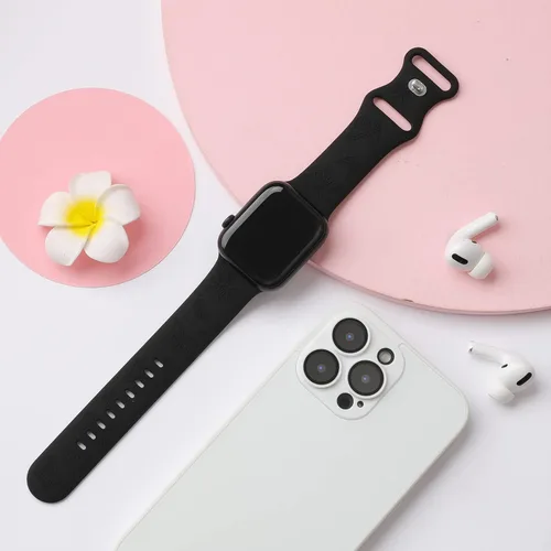 Miniatura 5 de Bandas con grabado de mariposa compatibles con Apple Watch de 41mm 40mm 38mm 49mm 46mm 49mm 46mm 45mm 44mm 42mm, mujeres, correa deportiva de Negro
