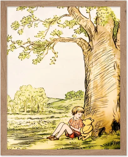 Miniatura 50 de Poster Master Póster de ilustración vintage, impresión de paisaje retro, regalo para bebé, niño, mapa de madera de 100 acres, oso, cerdo, animal