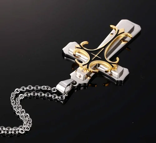 Miniatura 3 de mealguet joyas de oro y plata pesada Celta Collar con Colgante de Cruz de acero inoxidable para hombre con cadena