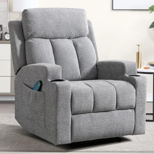 Miniatura 2 de CANMOV Silla reclinable manual con masaje y calor, cómodo sofá reclinable con brazos y respaldo acolchados, sofá reclinable manual individual con 2