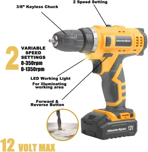 Miniatura 2 de 47 unids 12 V taladro inalámbrico kit de herramientas de mano para el hogar w/2