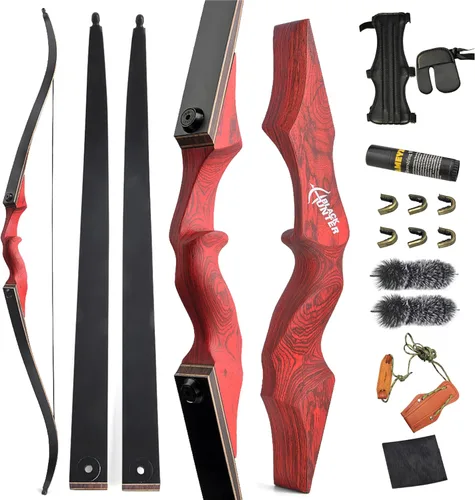 Miniatura 3 de 60” Black Hunter Original Recurve Bow for Adults American Hunting Longbow Archery Bow 20-60lbs Right Handed for Archery Hunting Shooting Practice