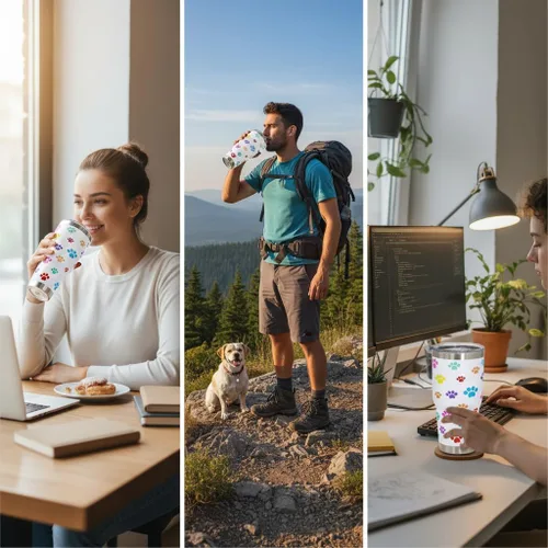 Miniatura 7 de Vaso de perro para mamá, regalos para amantes de los perros, tazas de café de viaje de acero inoxidable, tazas de café con estampado de patas