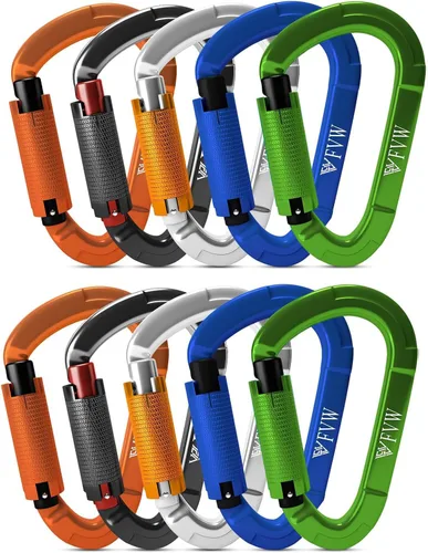 Miniatura 7 de Mosquetones de Escalada en Roca con Bloqueo Automático, Certificados UIAA Profesionales 25KN (5620 lbs) Mosquetones Resistentes para Rappel