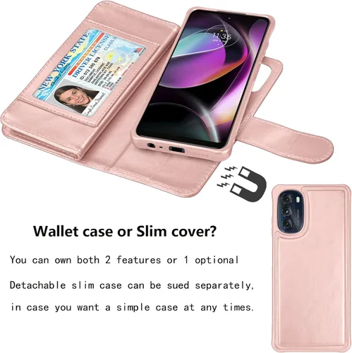 Miniatura 4 de Njjex Funda tipo cartera para Motorola Moto G 5G 2022, para Moto G 5G 2022, [9 ranuras para tarjetas] Funda de piel sintética para tarjetas