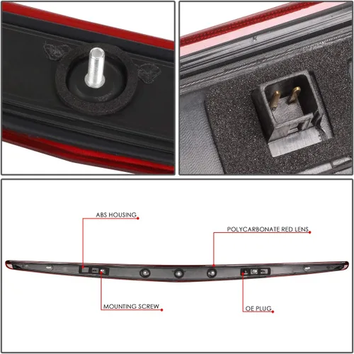 Miniatura 4 de DNA MOTORING 3BL-CDTS06-LED-RD Luz de freno LED de tercera cola con lente roja [Compatible con Cadillac DTS 06-11]