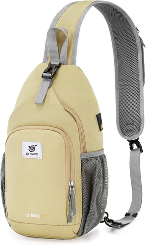 Miniatura 20 de SKYSPER - Mochila de bandolera con bloqueo RFID, mochila de hombro cruzada, para senderismo y viajes, para mujeres y hombres (cian)