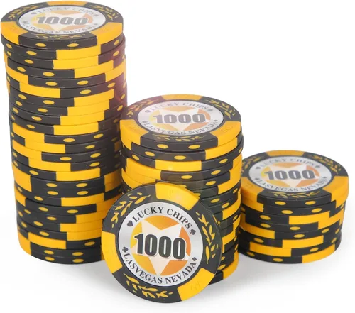 ORIENGEAR Fichas de póquer profesionales, 50 fichas de póquer de 0.49 oz compuestas con denominación clara, fichas numeradas para juegos de cartas