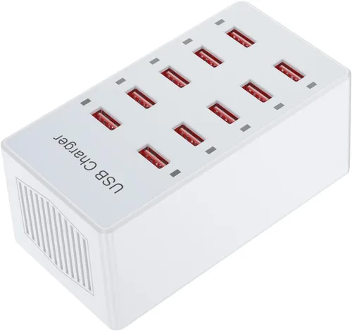 Miniatura 8 de Cargador USB de 10 puertos estación de carga para múltiples dispositivos, cargador de pared USB, tira de concentrador de alimentación, enchufe