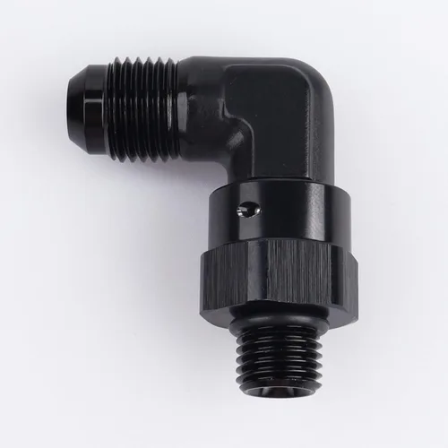 Miniatura 2 de AC PERFORMANCE Aluminio negro 90 grados -6 AN macho Flare a -4 AN ORB O Ring Puerto Rosca 7/16 x 20 Adaptador de montaje giratorio