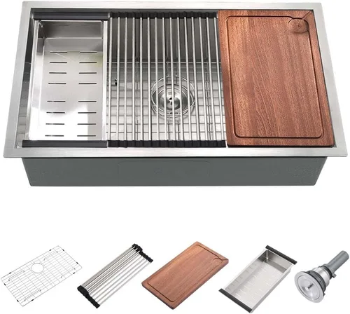 Miniatura 13 de Fregadero de barra negra de 12 pulgadas para montaje bajo montaje, fregadero de cocina pequeño de 12 x 16 pulgadas, fregadero de barra húmeda