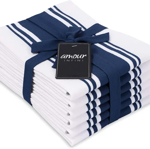 Miniatura 17 de AMOUR INFINI Toallas de cocina 100% algodón, paquete de 4, altamente absorbentes, de secado rápido, toallas de cocina a rayas de primera calidad