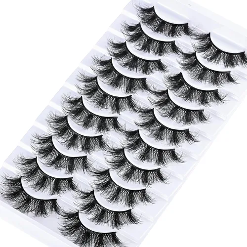 Miniatura 4 de FARRED Pestañas postizas Wispy, pestañas postizas esponjosas 10 pares, pestañas de muñeco de visón, pestañas Wispy, aspecto natural