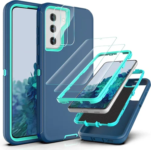 Miniatura 10 de Funda resistente 3 en 1 para Galaxy S21 (no para S21 Plus), con película de TPU flexible y película de lente de cámara, paquete de 2 fundas