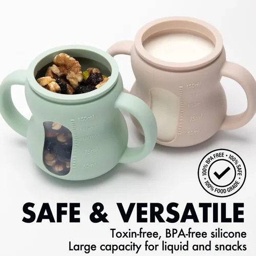 Miniatura 5 de Taza de entrenamiento 100% de silicona para bebé, 2 unidades, vasos transparentes de 5 onzas con pajita para bebés de 6 meses en adelante