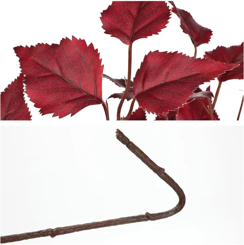 Miniatura 6 de Hollyone 3 hojas de abedul artificiales de otoño con tallos de seda de 33 pulgadas, ramas de hojas de otoño de color burdeos sintético, decoración
