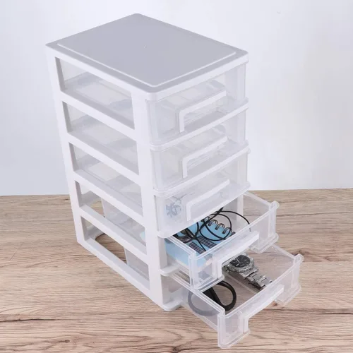 Miniatura 2 de PATKAW Contenedores de almacenamiento de plástico, cajones organizadores de cinco capas, 1 unidad de 12.4 x 8.3 x 6.0 in, gabinete de almacenamiento