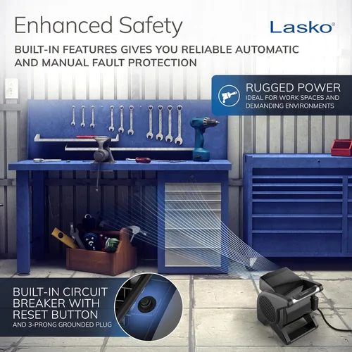 Miniatura 6 de Lasko Ventilador de Alta Velocidad, 15", 375 CFM, Ventilador Soplador Utilitario Profesional Pivotante con 3 Velocidades, 2 Salidas de Accesorios