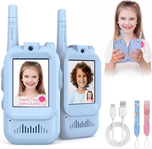 Walkie Talkies para niños, paquete de 2, radios bidireccionales recargables de largo alcance, juguetes para niños y niñas de 3 a 5 años, aventura al