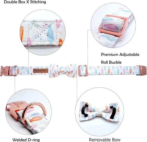 Miniatura 2 de Lionheart glory Collar de Pascua para perro con pajarita, collar de perro con estampado de zanahoria, suave y duradero, ajustable, lazo para perros